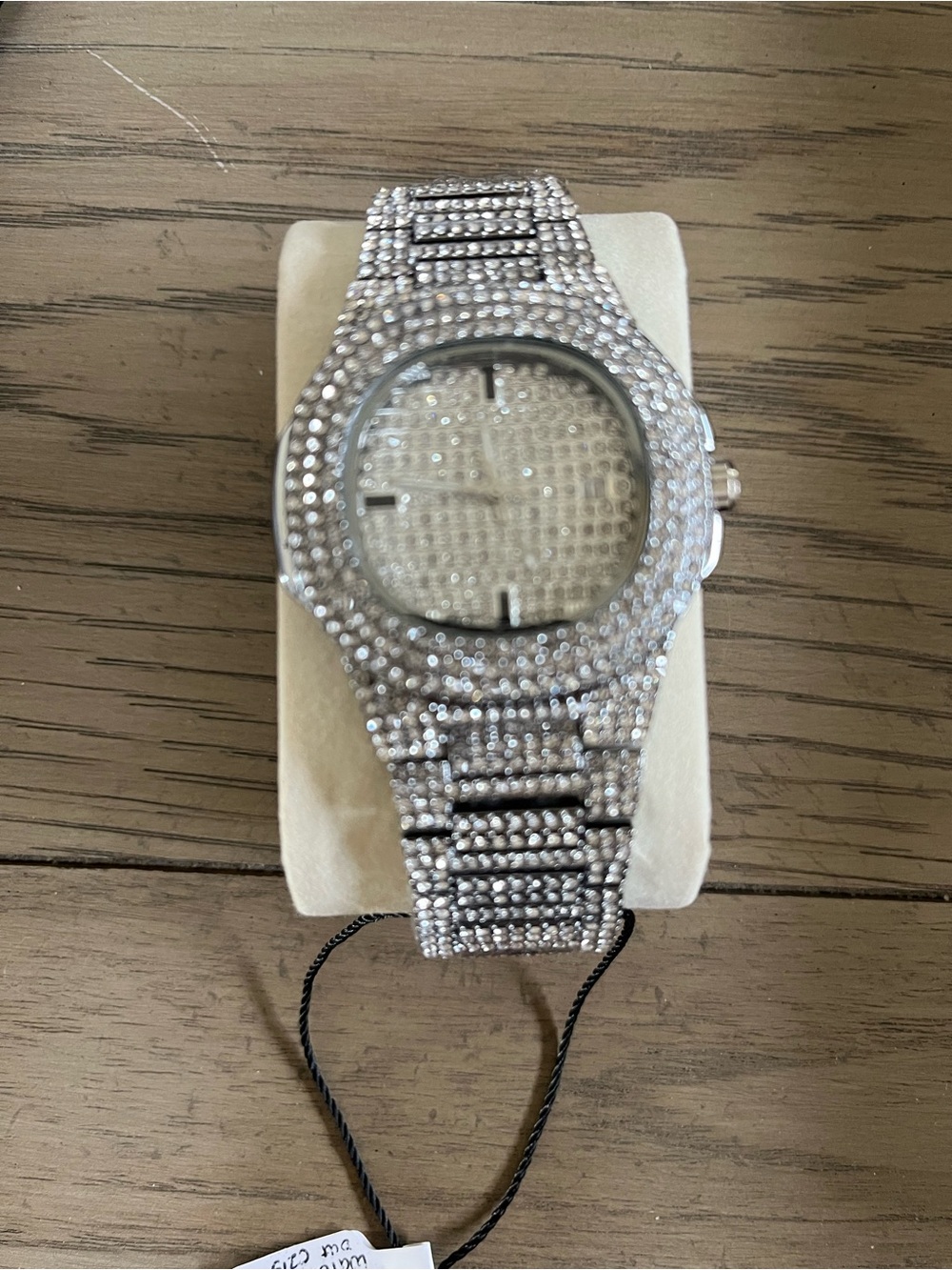 Silver Tone, Iced Out Crystal-Embellished Men's Watch